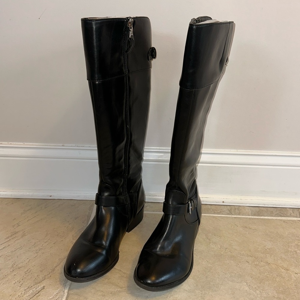 Black Chaps Knee High Boots. Size 8